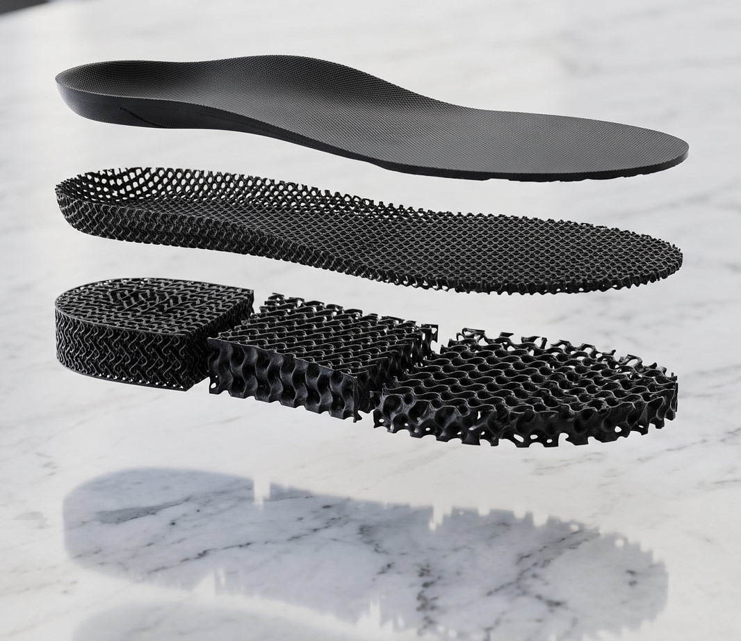 Exploded view of the 3D-printed lattice insole